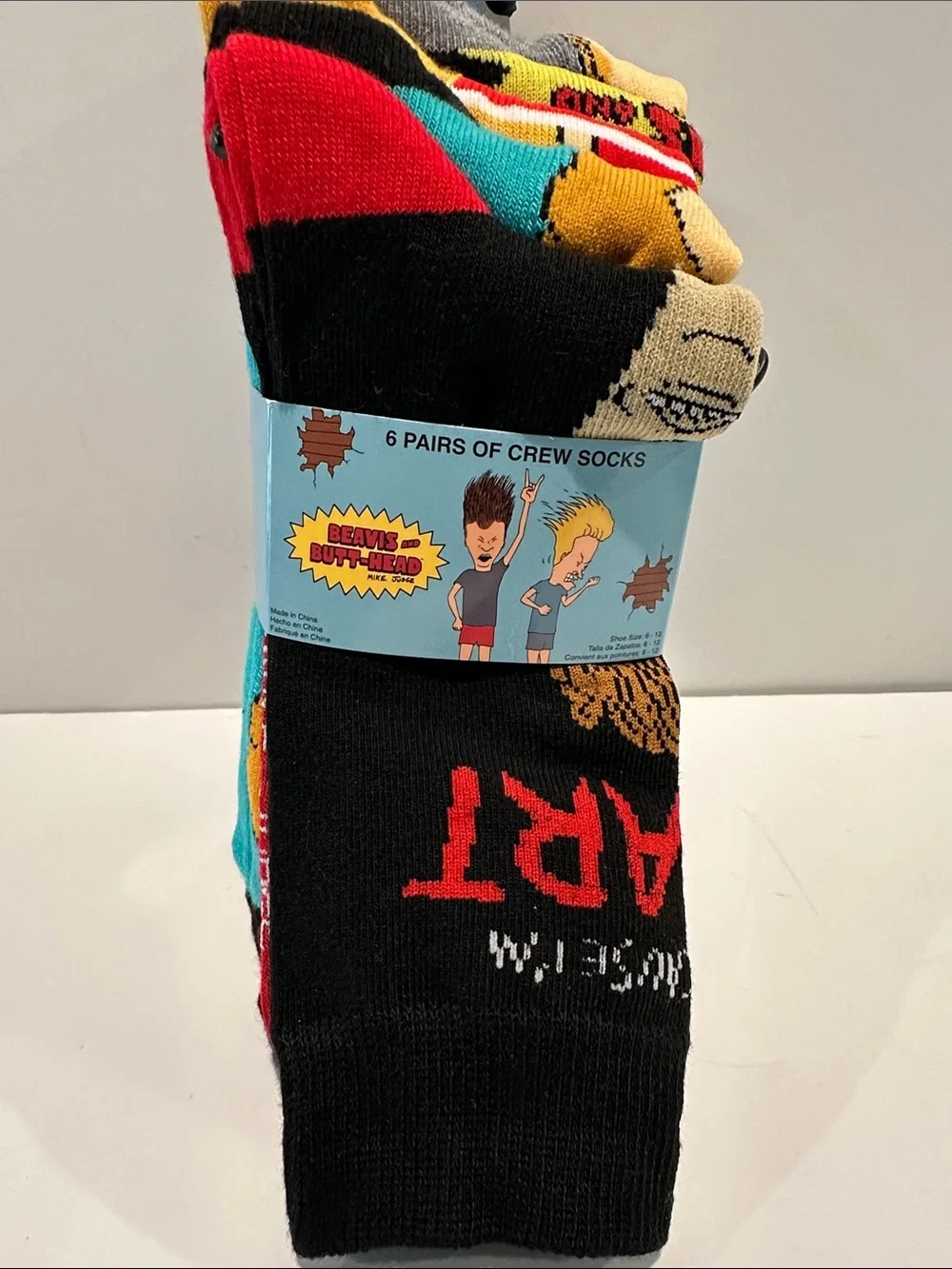 NWT Beavis & Butt Head (6) Pairs Men’s Crew Socks. Fits Shoe size 6-12